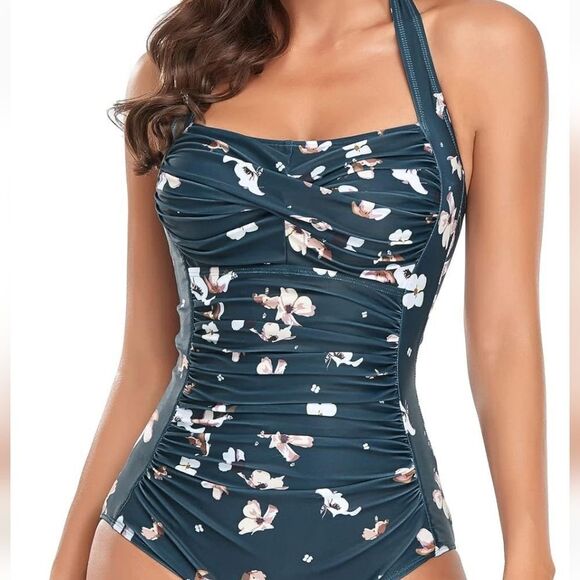 Smismivo Tummy Control Swimwear Halter One Piece - Picture 2 of 8